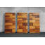 Reproduction d'art moderne sur toile de bois moderne - art mural triptyque géométrique 3D rustique, panneaux abstraits de texture de bois brun, grand ensemble de décoration de salon, reproduction de peinture-904045672-904045685