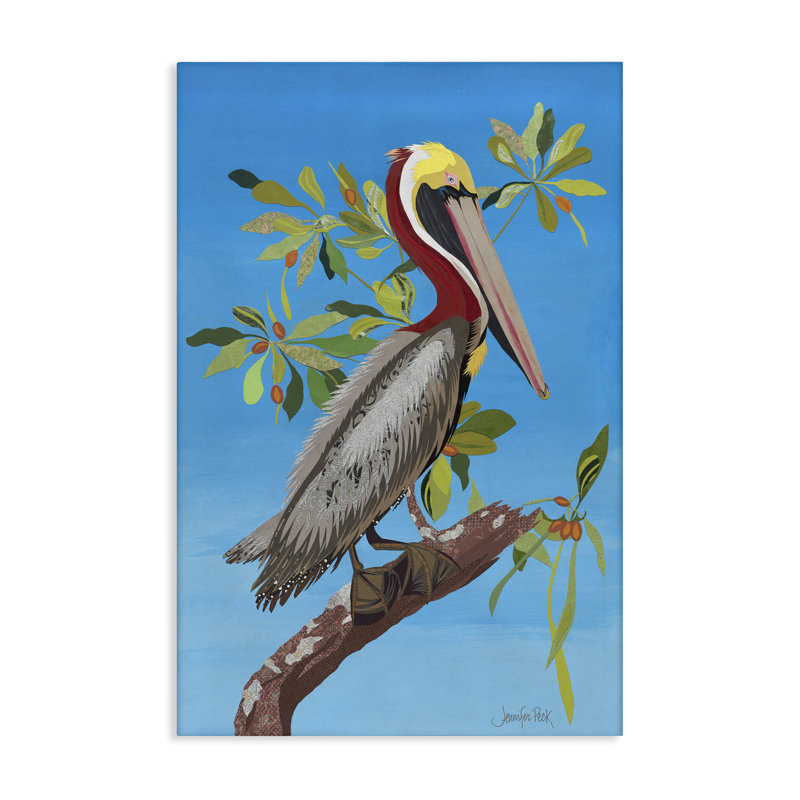 «Brown Pelican on Tree», art mural par Jennifer Peck, H 24 po x l 16 po