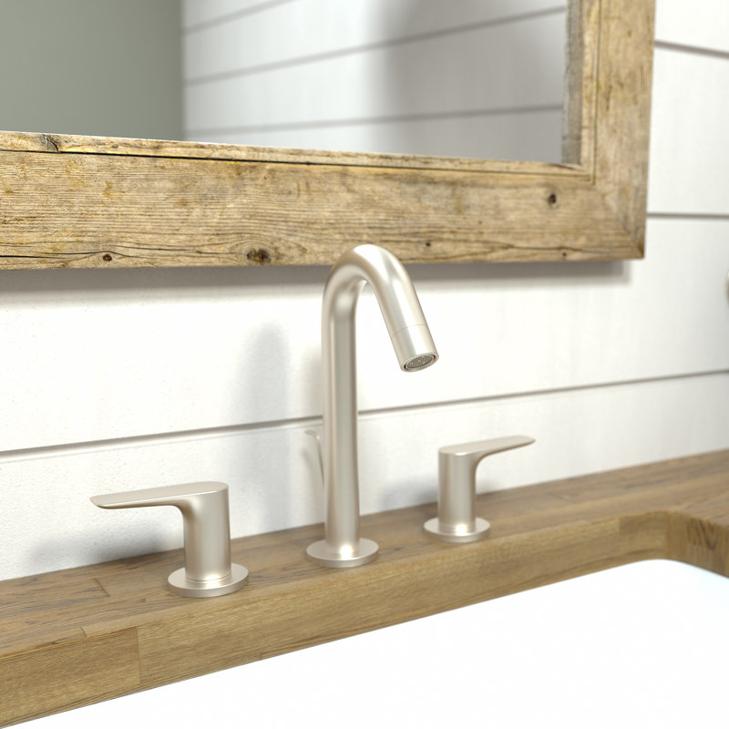 Logis Widespread Bathroom Faucet with Drain Assembly, Brushed Nickel