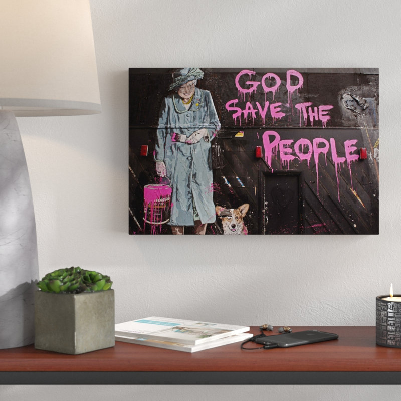 God Save The People by Banksy - Wrapped Canvas Print, 30cm H x 46cm W x 4cm D