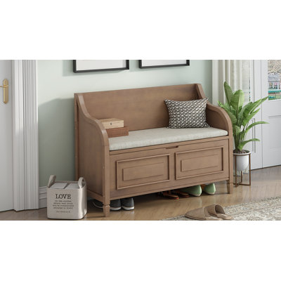 Banc de rangement rustique multifonctionnel (brun et beige)