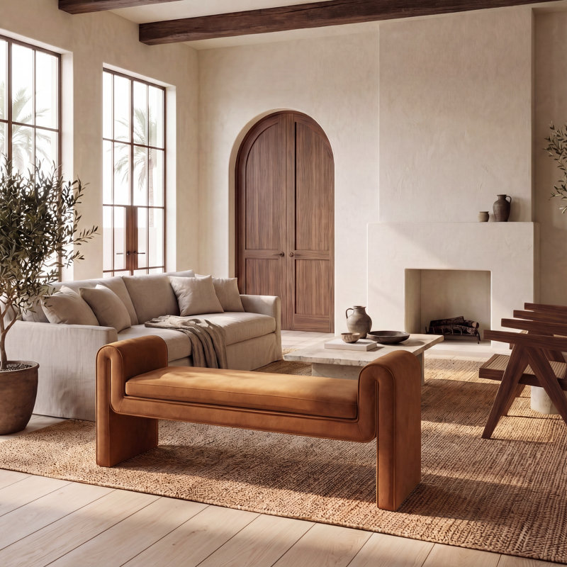 Banc en velours Deshai, Mustard