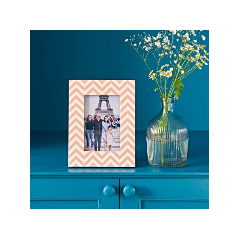 Pink/White Solid Wood Picture Frame, 10.16cm x 15.24cm