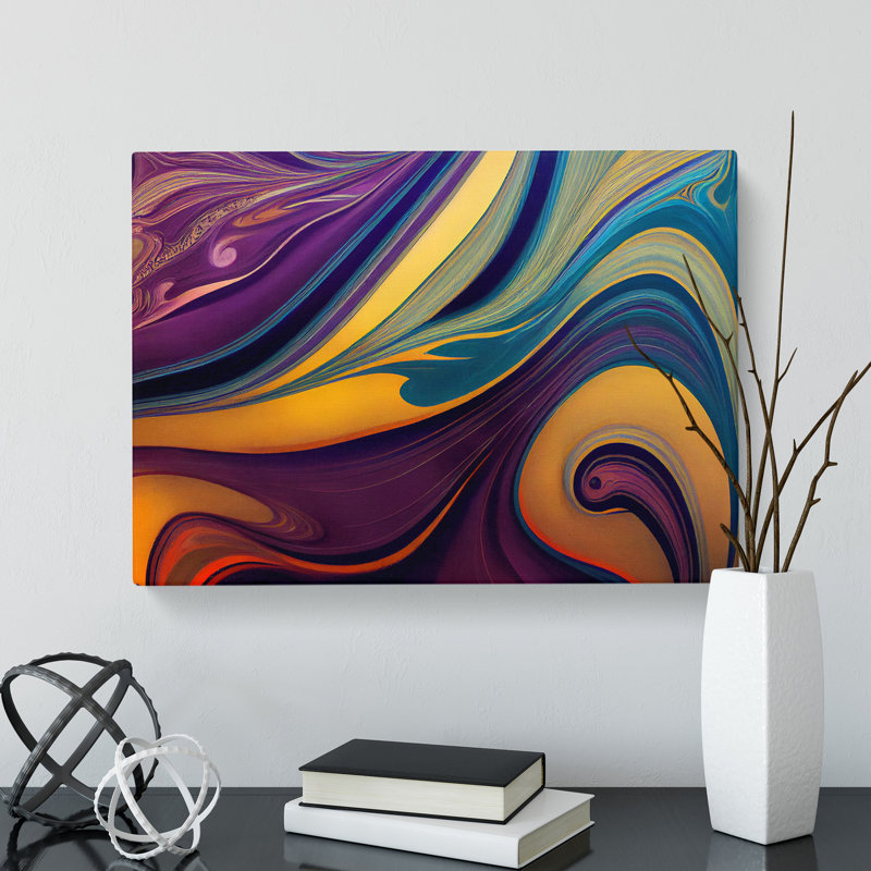 Modern Marbling Art Vol.4 Abstract - Wrapped Canvas Painting, 35cm H x 50cm W x 3cm D