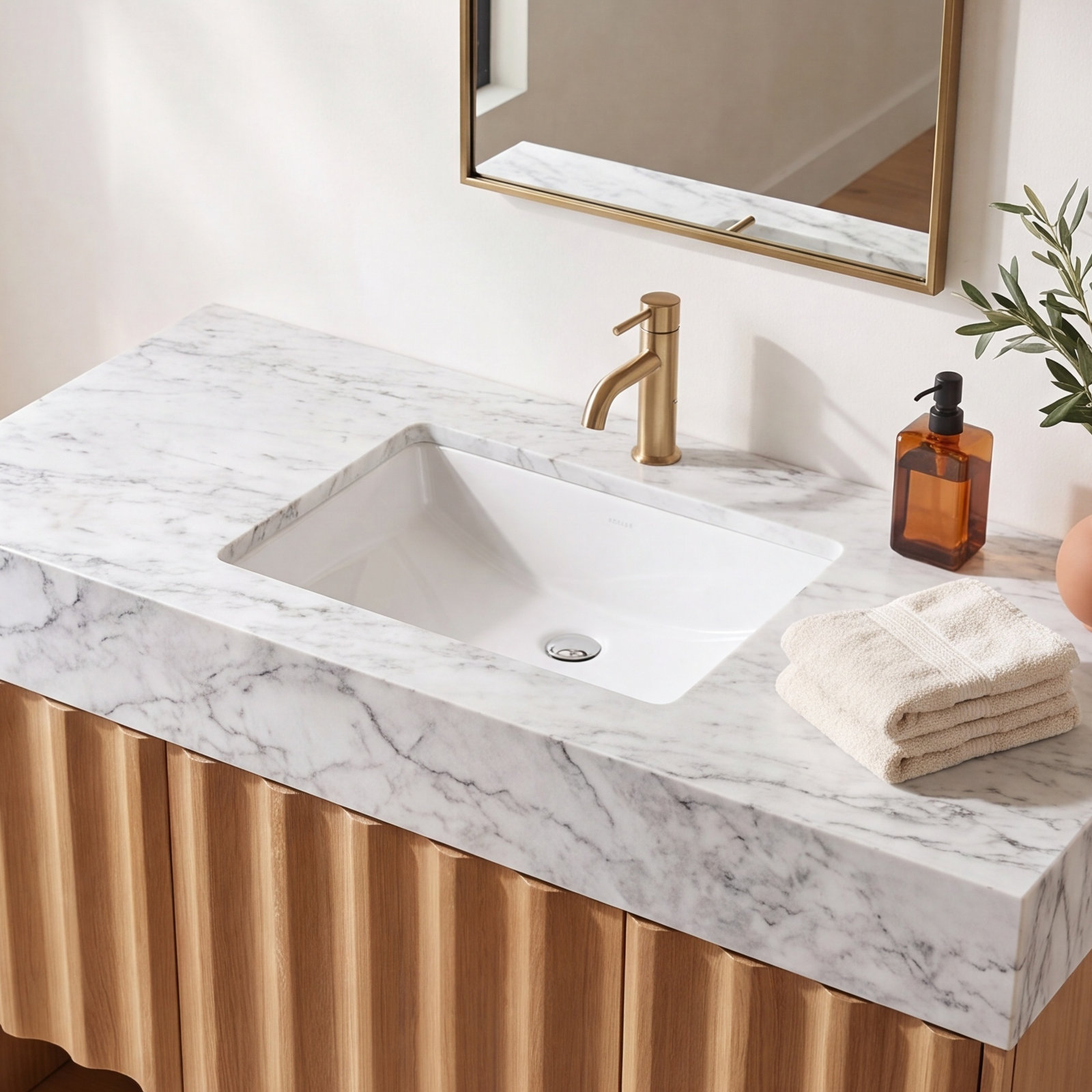 Ladena Rectangular Undermount Sink, White