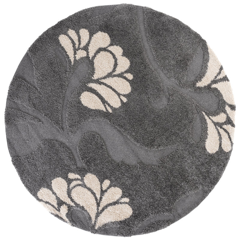 Chanhassen Shag Performance Floral Rug, Round 6'7"