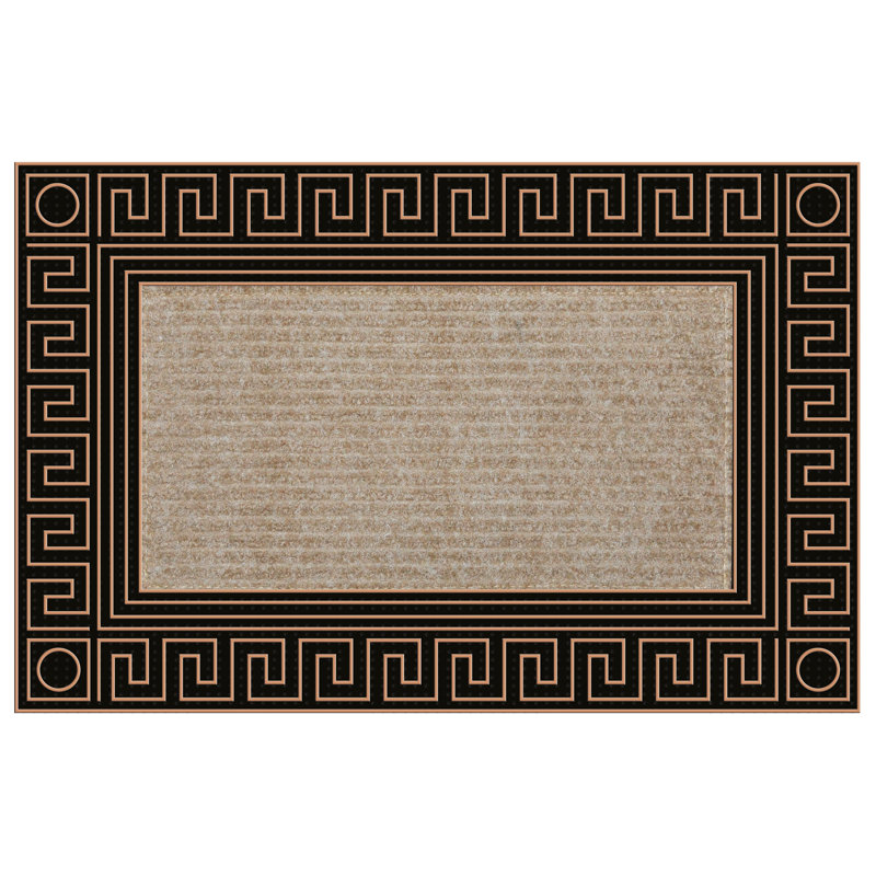 Bartel Non-Slip Geometric Outdoor Doormat, Bronze