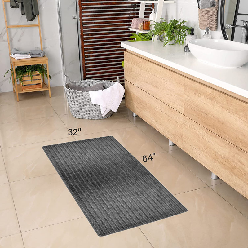 Non-Slip Bath Mat, Dark Gray, 32" x 64"