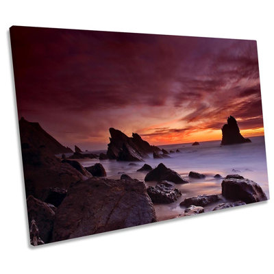 Seascape Beach Sunset - Wrapped Canvas Print