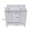 Ensemble de meuble-lavabo moderne 37 po avec plateau en marbre artificiel Carrara, armoire de salle de bain multifonctionnelle avec portes et tiroir, cadre solide et panneau de fibres à densité moyenne (trou de robinet simple)
