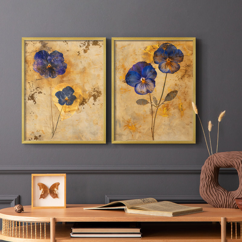 FLORAL Series XXXIV - reproduction encadrée de qualité supérieure - prête à être accrochée - aucun clou requis - aucun clou requis