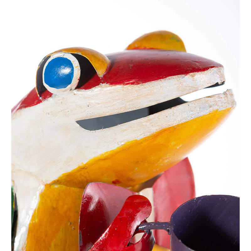 Frog with Coffee Cup Garden Statue