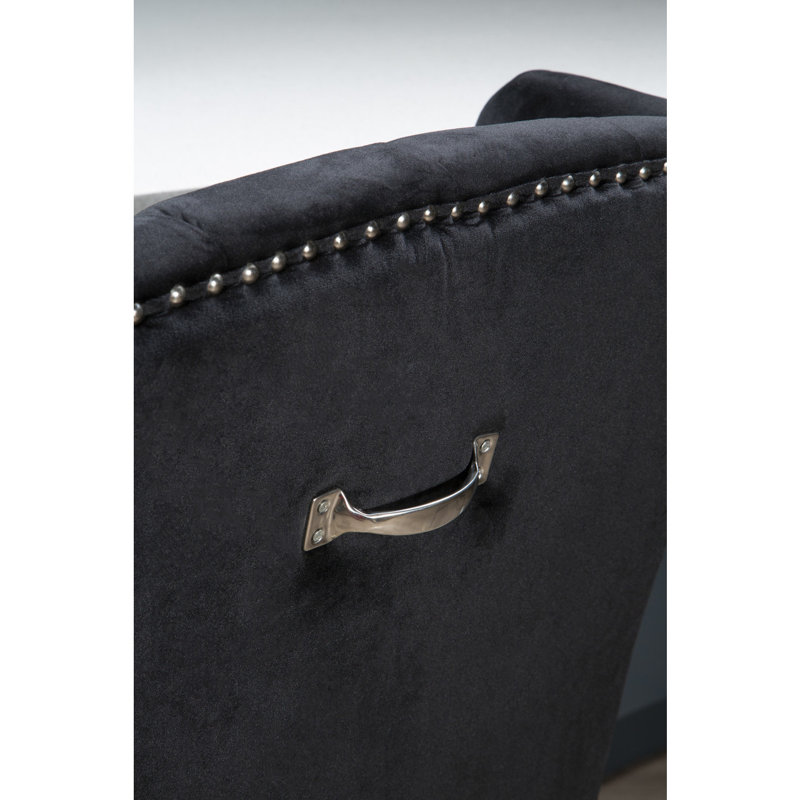 Otsego 52cm H Tufted Velvet Upholstered Side Chair, Black