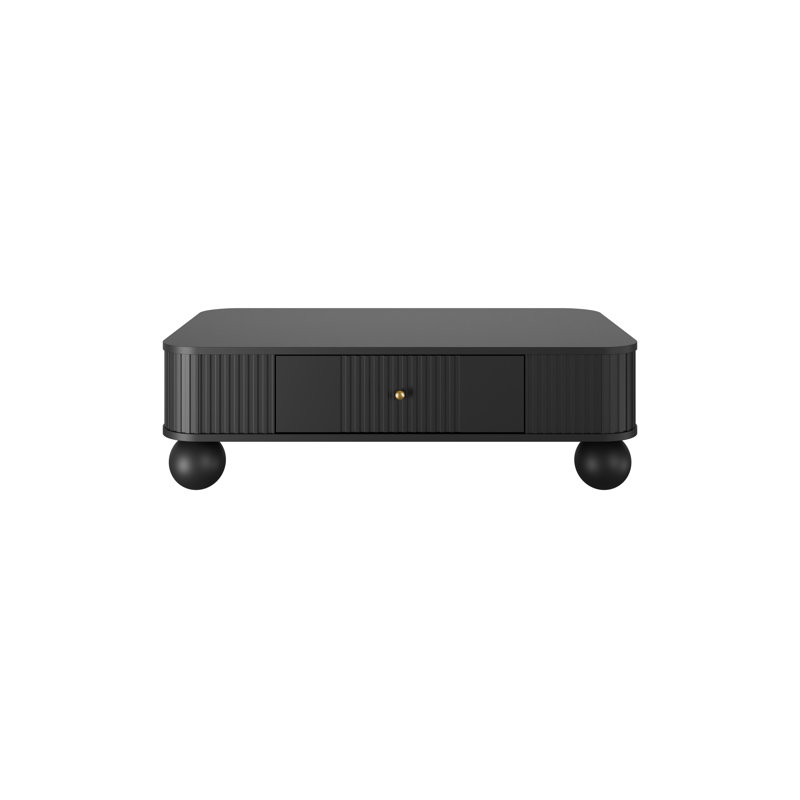 Dayzee Coffee Table with Storage, Black/Gold Top/Black Base