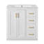 Meuble-lavabo de 30 po avec lavabo en céramique, structure en bois massif, charnières à fermeture douce, planches, 3 tiroirs, rangement spacieux, glissière de tiroir lisse, motif de rainure unique, portes à cadre rétro, exquis