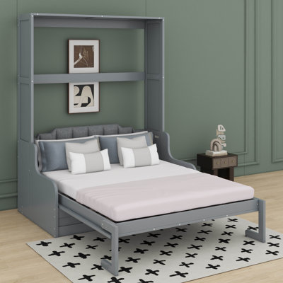 Grand lit escamotable mural avec coussin