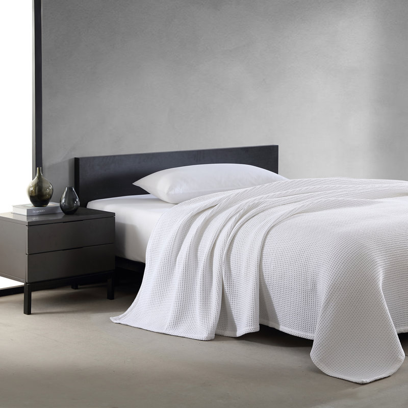 Waffleweave 100% Cotton Blanket, White, Queen