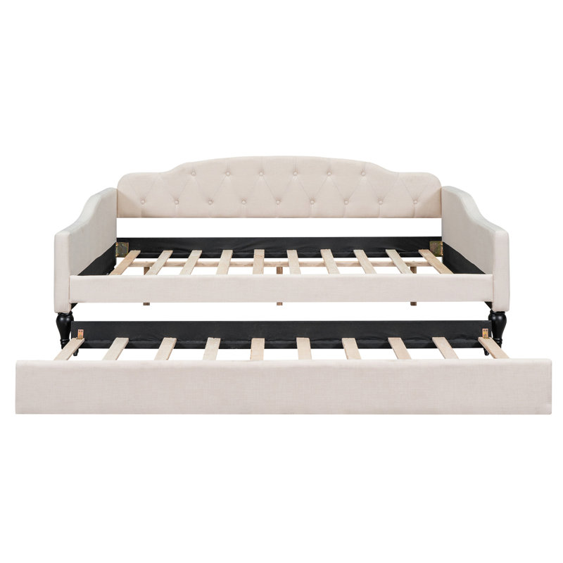 Upholstered Tufted Daybed With Two Drawers