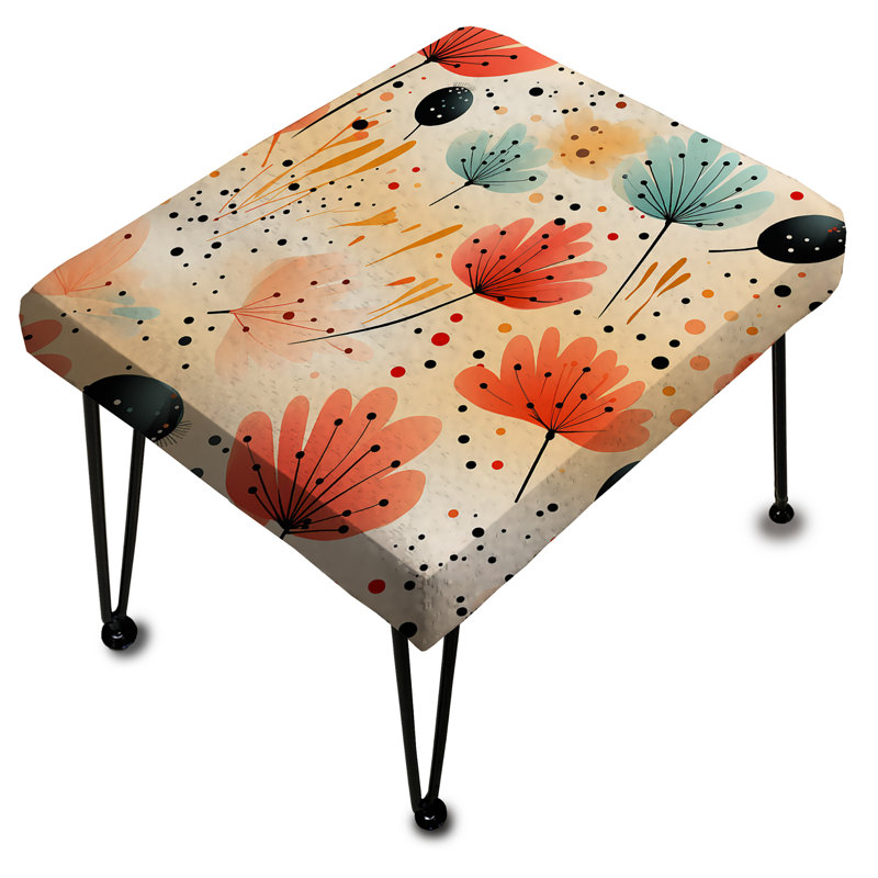 Sunset Ladybug Flowers - Botanical Rectangle Ottoman
