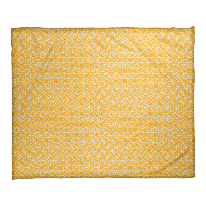 Couverture à treillis hexagonal Katelyn Elizabeth, l 52,5 po x L 62,5 po, Jaune / blanc