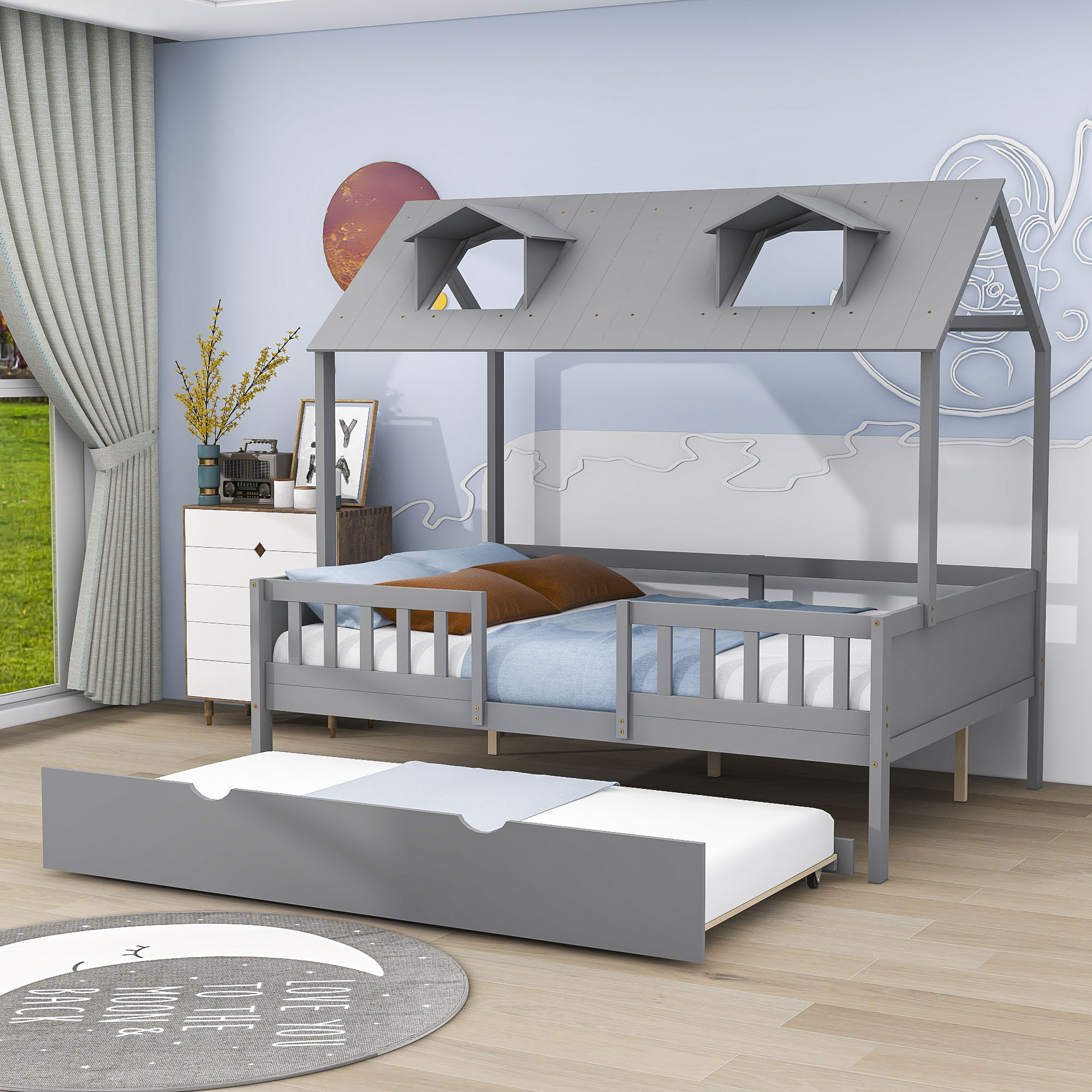 Loft bed hot sale with trundle