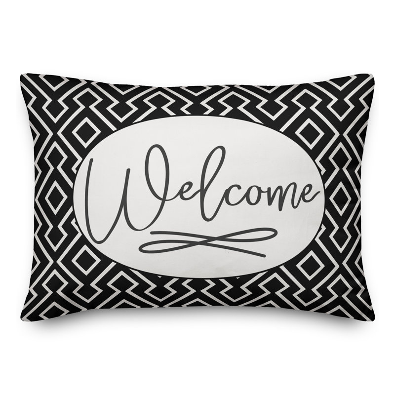  Housse de coussin rectangulaire et insert Welcome, Noir