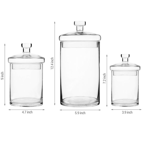 Glass 14 H 3 Piece Bathroom Storage Container