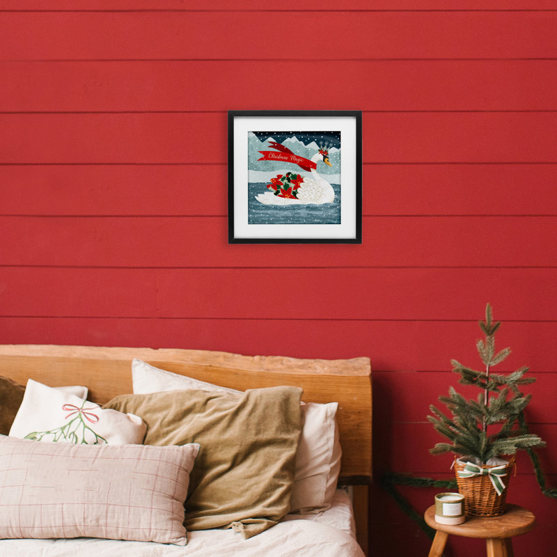 «Christmas Magic Enchanted Swan», reproduction sous verre encadrée, design par Jilly Jack Designs, H 13 po x l 13 po