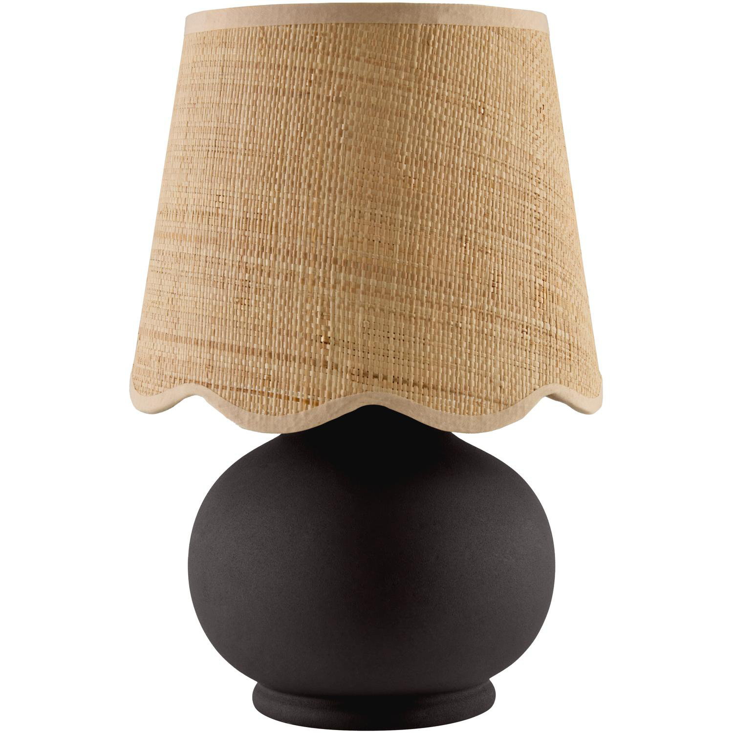Momsen Scallop Shade Matte Lamp, Black, Natural, 13"H x 8"W x 8"D