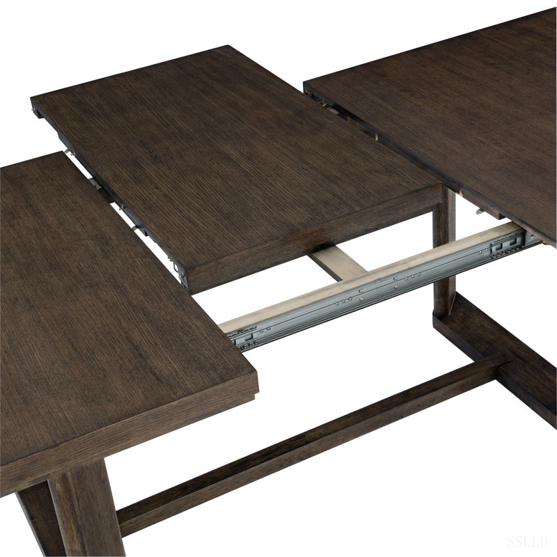 Dark Oak Trestle Dining Table with Leaf