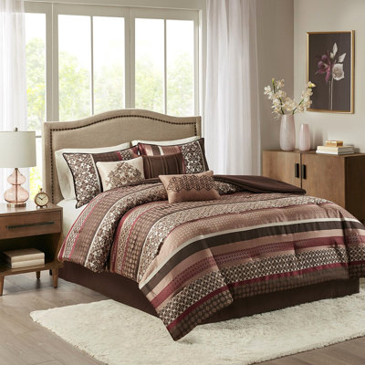 Édredon 7 pièces très grand rouge, magnifique avec géométrique et facile à nettoyer, édredon, taies décoratives, coussins, jupe de lit très grand, détails fascinants, literie, lavable à la machine