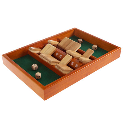 Hey Play Shut The Box Game - Classic 9 Number Games Set - Old Fashioned Wooden Board with Dice for Adults and Children