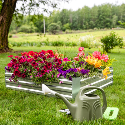 Rondrick Galvanized Steel Outdoor Raised Garden Bed - Silver - 4' W x 4' D x 1' H