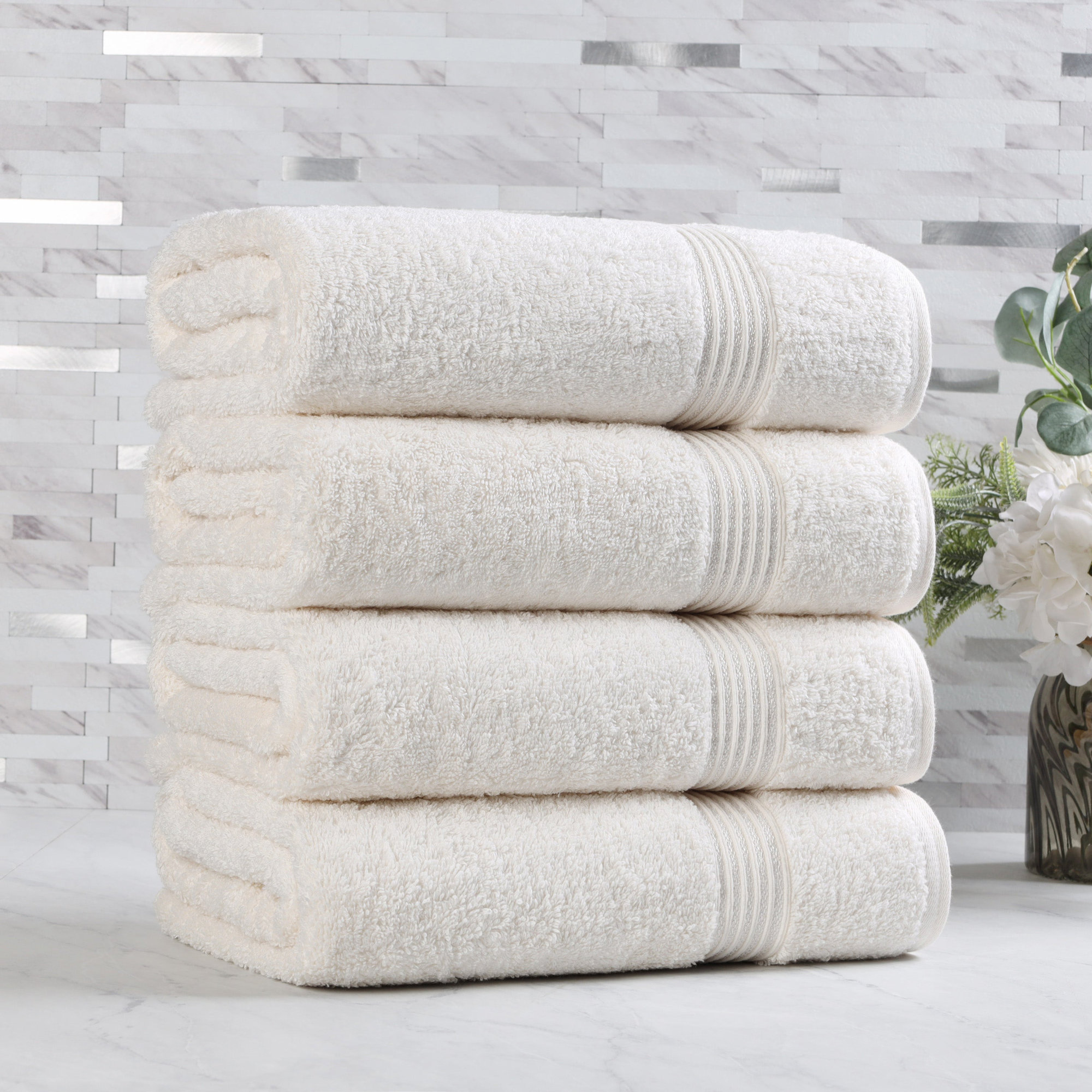 Oleg Heritage Egyptian Cotton Soft Absorbent Luxury Bath Towel, Ivory