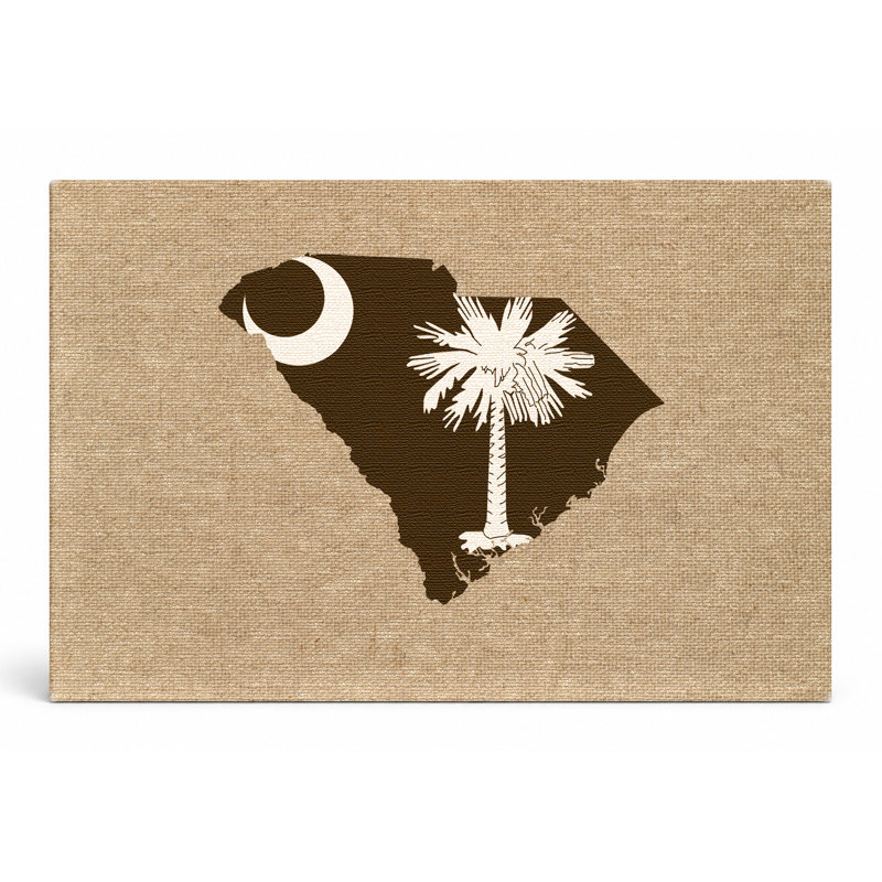 South Carolina State Map - Art mural sur toile paysage, 14" W x 11" H