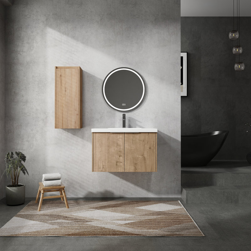 Meuble-lavabo de 30 po avec lavabo et armoire latérale Fianna - Meuble-lavabo de luxe, finition, eau, 30"
