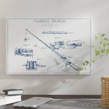 A. Wakeman Fishing Tackle Patent Sketch' Graphic Art Print On Canvas East Urban Home Size: 26 H x 40 W x 1.5 D