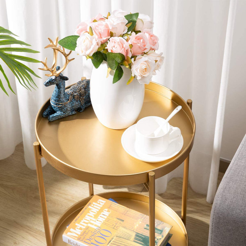 Bunow End Table, Gold, Gold