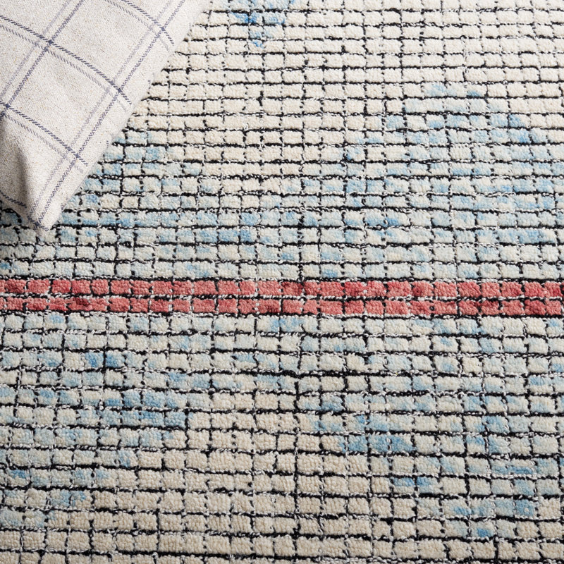 Abstract Hand Tufted Geometric Indoor/Outdoor Rug, Round 6'