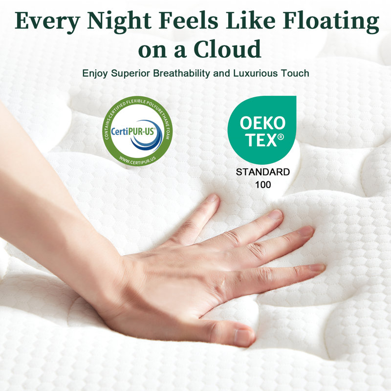 10-Inch Medium Firm Gel Memory Foam and Pocketed Coil Hybrid Mattress, Side Handles, Pillow Top, CertiPUR-US, OEKO-TEX & SGS Certified, Twin Size, Mattress in a Box for Sleep Experience