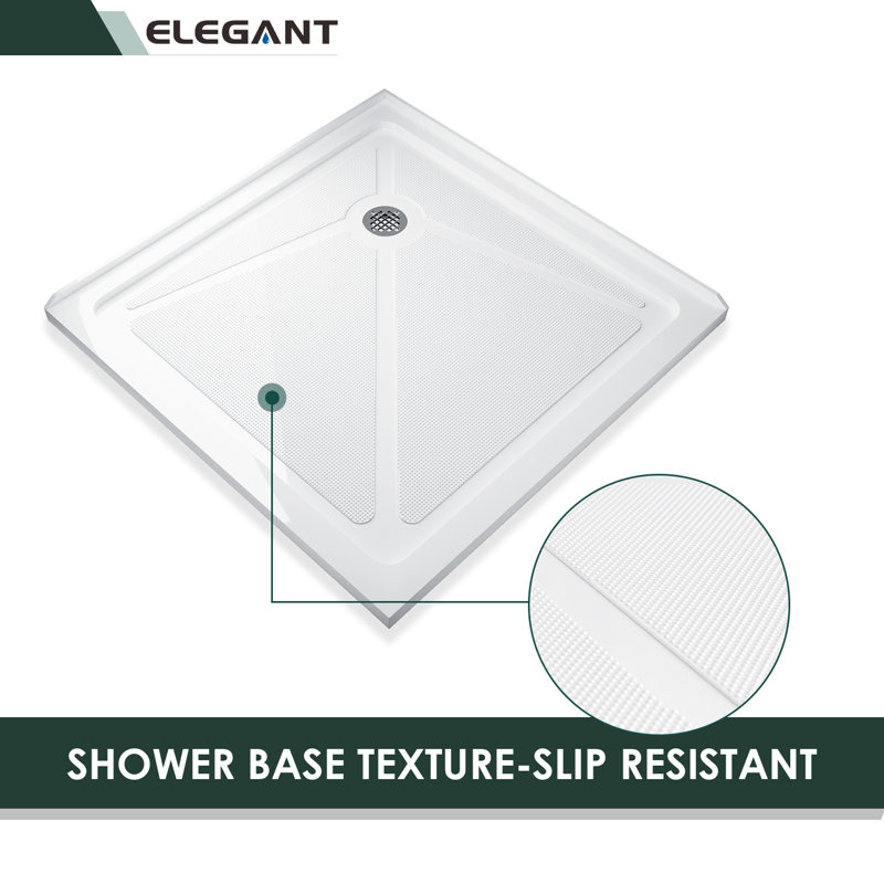 Elegant White Acrylic 36" Square Shower Pan with Drain