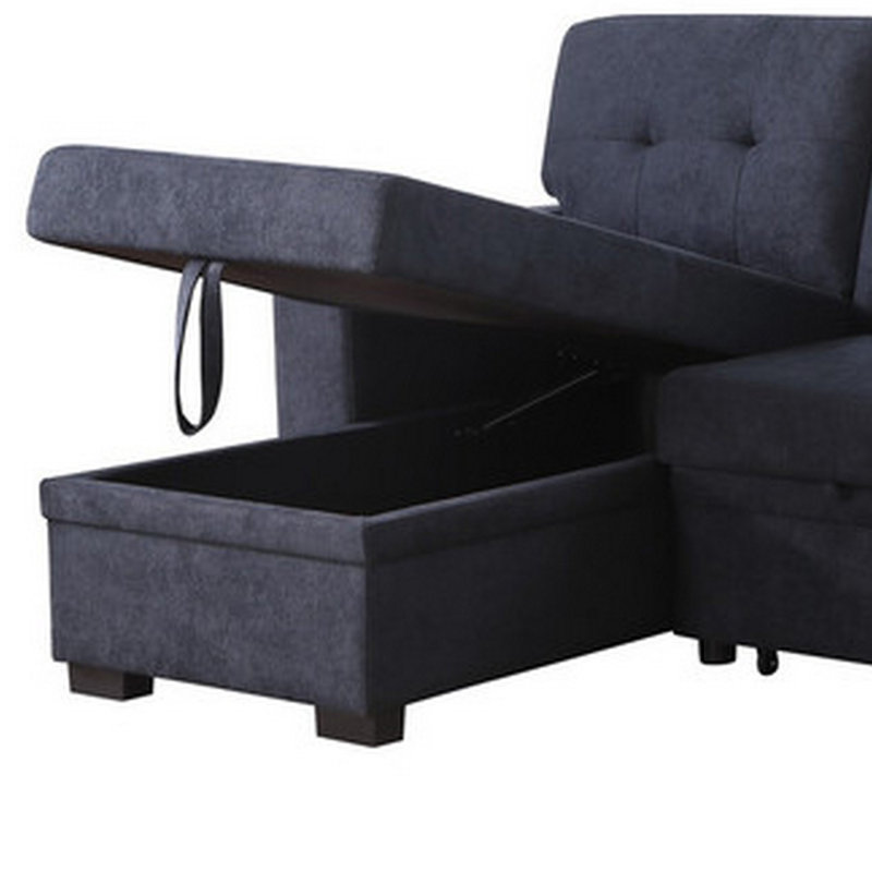 Canapé-lit modulaire réversible 85 po Lusy, Tissu tissé gris