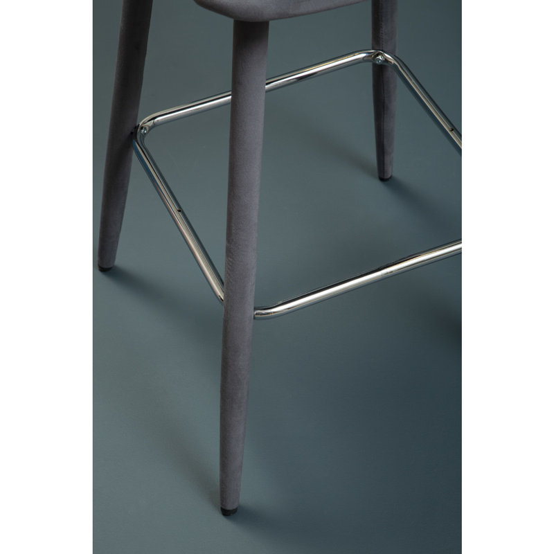 Upholstered Counter Stool with Metal Frame, Grey, Grey