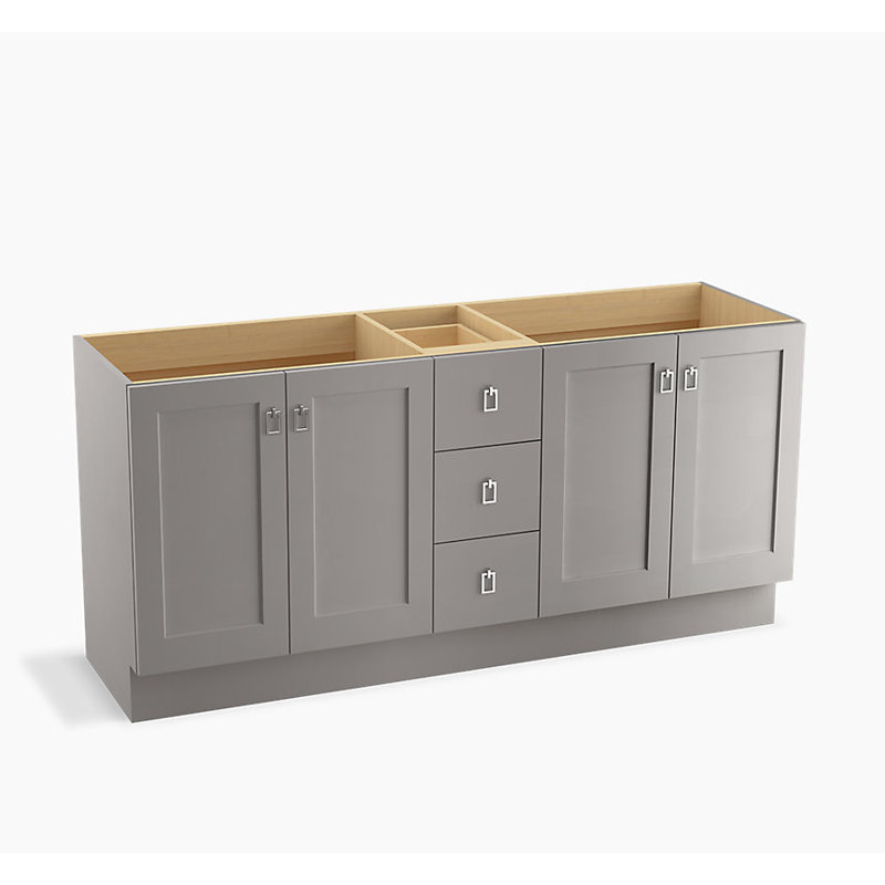 Meuble-lavabo en popeline de 183 cm (72 po) avec plinthe, 4 portes et 3 tiroirs, Mohair gris