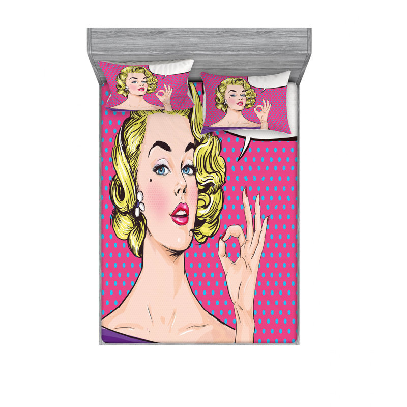 Ensemble de draps Pop Blonde, Ensemble de drap pour grand lit avec drap-housse