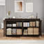 Buffet 4 portes en bois de noyer avec prise de courant, texture ondulée, conception sans poignée pour le rangement de la cuisine et de la salle à manger modernes