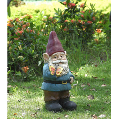 Gnome Holding Butterfly Statue