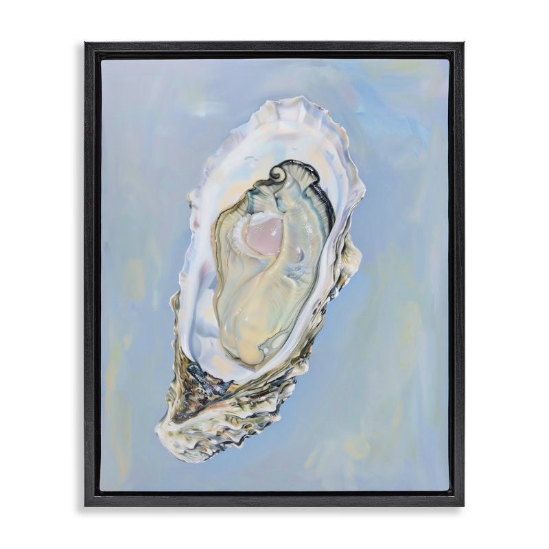  "Oyster détaillée sur toile encadrée bleue" par Arlington Prints, H 21 po x l 17 po, Cadre flottant noir de jais