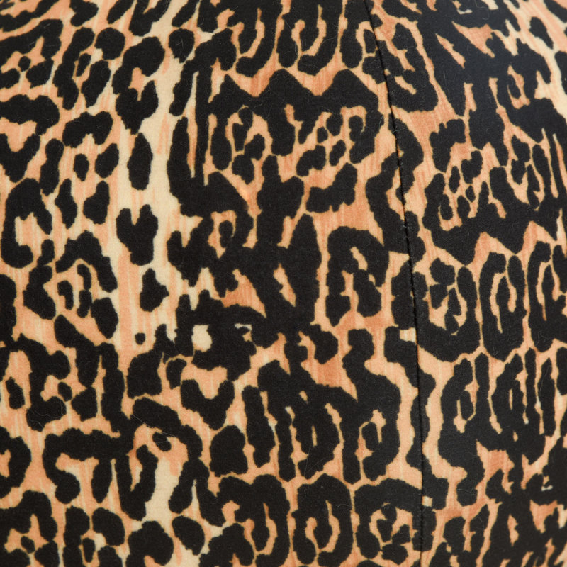 Leopard Print Round Velvet Throw Pillow with Feather Filling