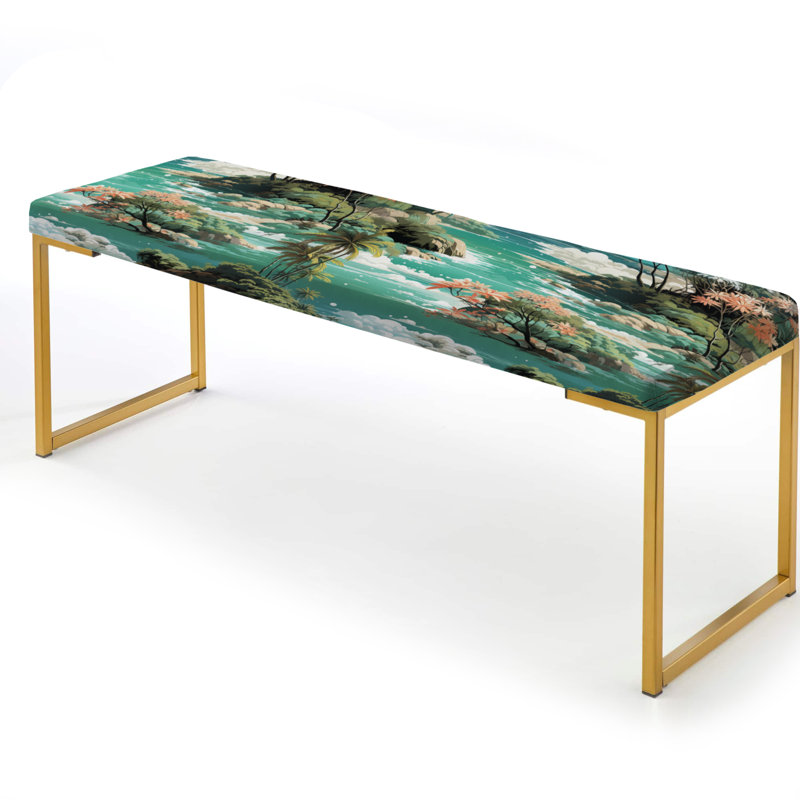 Island Dreamland Tropical Pattern - Tropical Upholstered Gold Bench